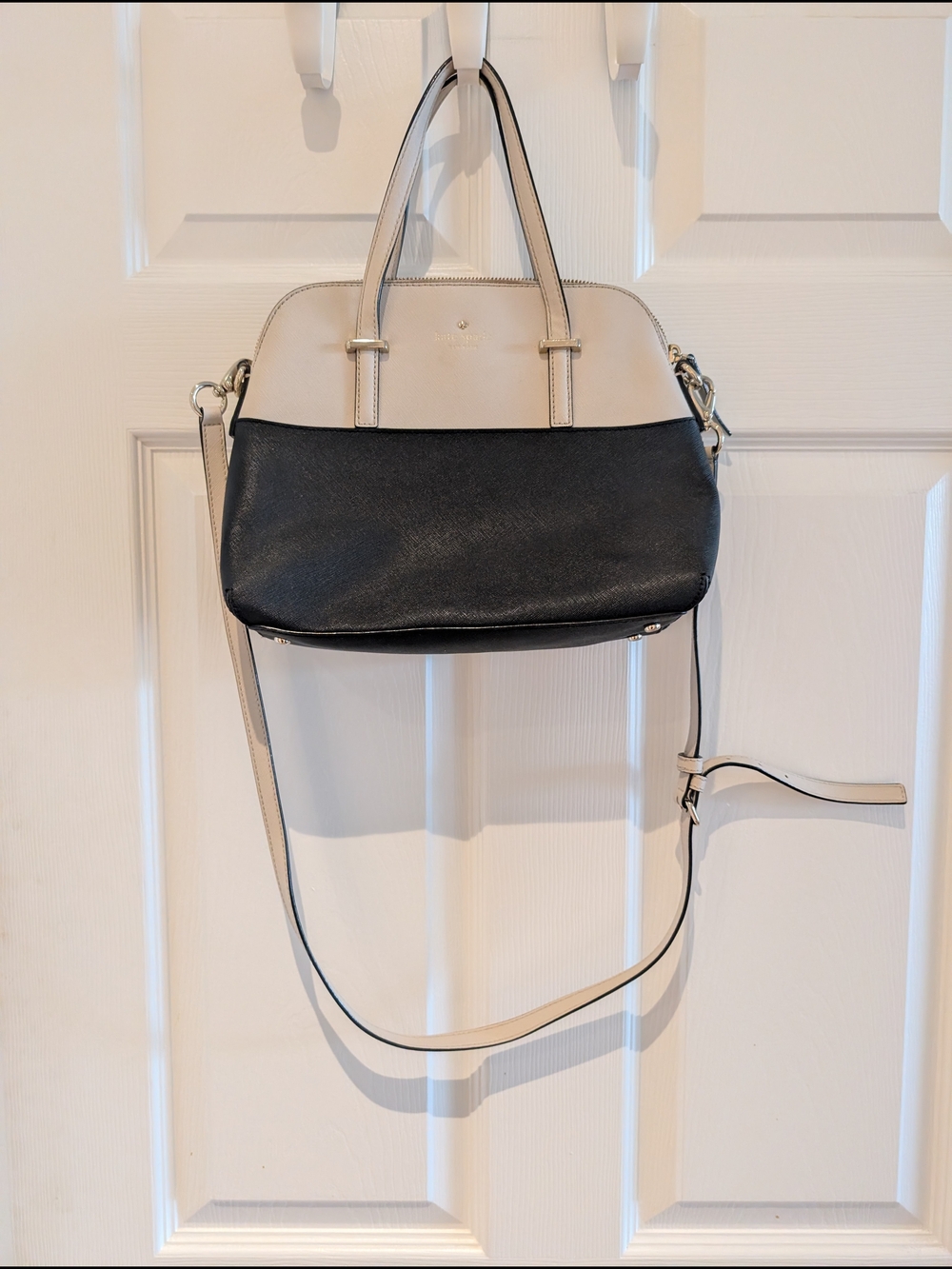 Kate spade Two-Tone Black and Cream Satchel with Crossbody Strap